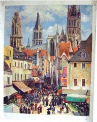 The Old Market Town at Rouen : Camille Pissarro