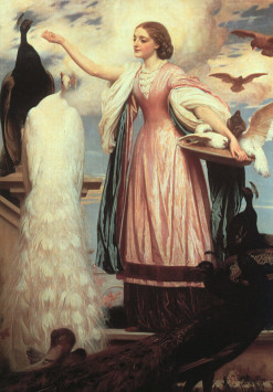 A Girl Feeding a Peacock Lord Frederic Leighton