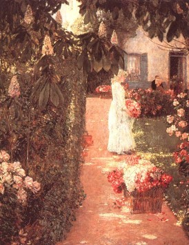 Gathering Flowers in a French Garden Childe Hassam