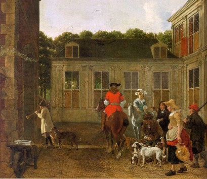 Hunting Party in the Courtyard of a Country House Ludolf Leendertsz de Jongh