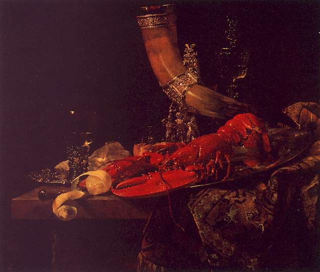 Still Life with Lobster, Drinking Horn and Glasses Willem Kalf