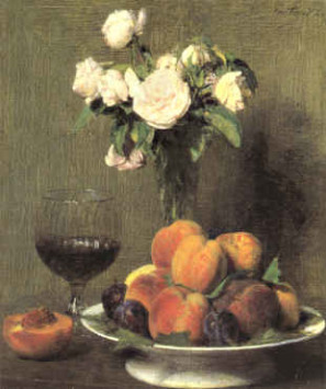 Still Life with Roses and Wine Henri Fantin-Latour
