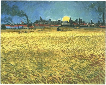 Sunset : Wheat fields Near Arles Vincent Van Gogh