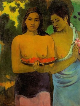 Two Tahitian Women with Mango Paul Gauguin