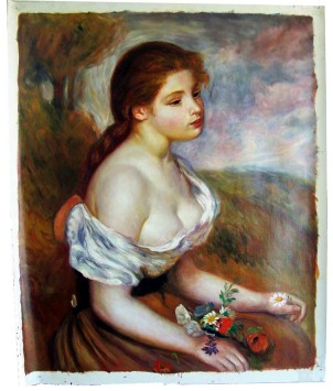 A Reproduction of "Young Girl With Daisies" Pierre Renoir