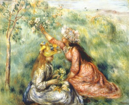 Girls Picking Flowers in a Meadow Pierre Renoir