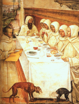 St.Benedict & his Monks Eating in the Refectory Giovanni Il Sodoma