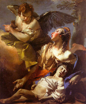 The Angel Succoring Hagar Giovanni Battista Tiepolo