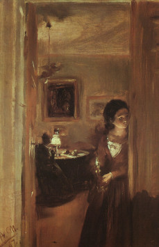 The Artist's Sister with a Candle Adolph von Menzel