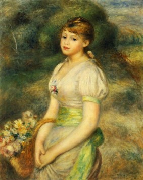 Young Girl with a Basket of Flowers Pierre Renoir